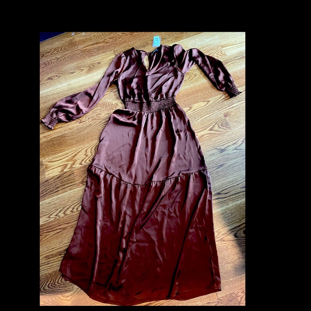 Express silky maxi dress nwt size xs - chocolate brown